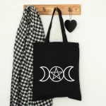 Black Triple Moon Polycotton Tote Bag
